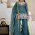 teal embroidery crunchy silk blend  full stitched sharara plazo