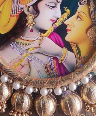 radha krishna peacock feather hanging for home decor 3