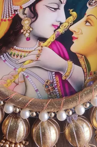 radha krishna peacock feather hanging for home decor