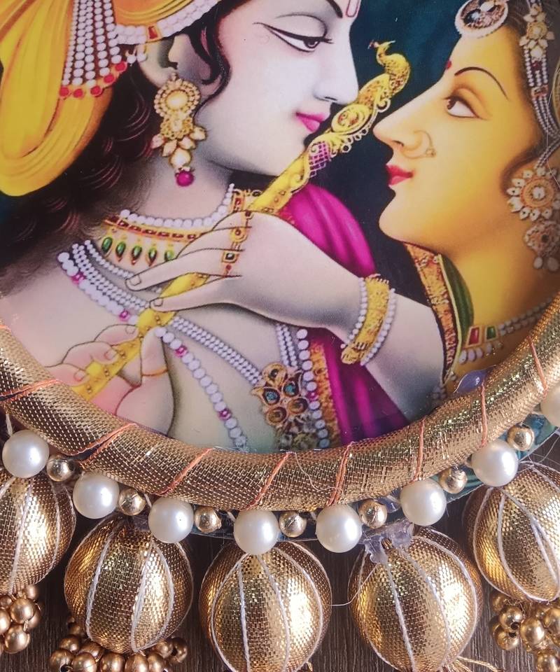radha krishna peacock feather hanging for home decor