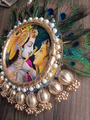 radha krishna peacock feather hanging for home decor 4