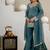 teal embroidery crunchy silk blend  full stitched sharara plazo