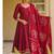 red embroidery roman silk blend  full stitched anarkali suit 