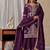 dark purple embroidery crunchy silk blend  full stitched sharara plazo