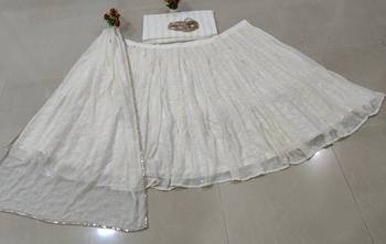 Elegant Ivory 5MM Sequin & Tone-on-Tone Thread Embroidered Lehenga Choli 9