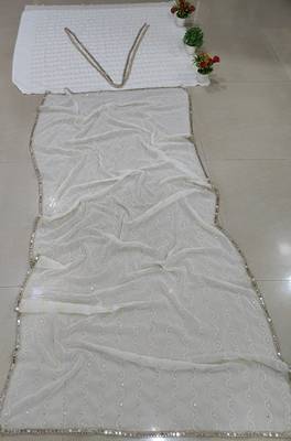 Elegant Ivory 5MM Sequin & Tone-on-Tone Thread Embroidered Lehenga Choli 10