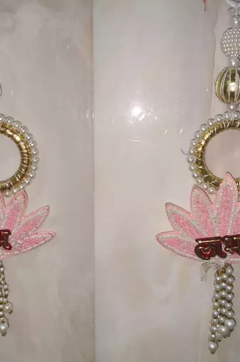 handmade shubh labh lotus toran for home decor pack of 2