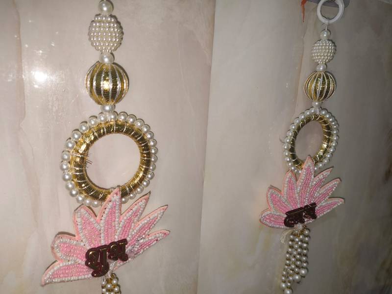 handmade shubh labh lotus toran for home decor pack of 2