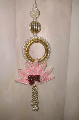 handmade shubh labh lotus toran for home decor pack of 2