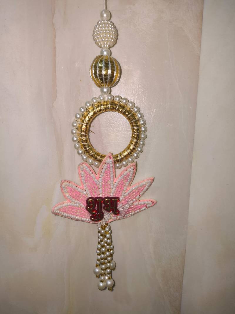 handmade shubh labh lotus toran for home decor pack of 2