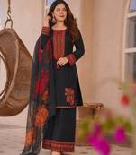 black color embroidery and thread work cotton kurti salwar set