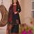 black color embroidery and thread work cotton kurti salwar set