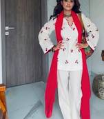 white embroidery cambric cotton full stitched sharara plazo