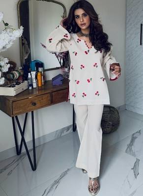 white embroidery cambric cotton full stitched sharara plazo 2