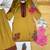 mustard color embroidery and thread work cotton kurti salwar set