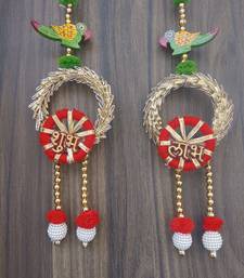 handmade shubh labh lace chudi bead toran for home decor pack of 2