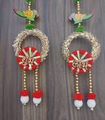 handmade shubh labh lace chudi bead toran for home decor pack of 2