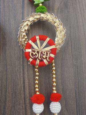 handmade shubh labh lace chudi bead toran for home decor pack of 2 3