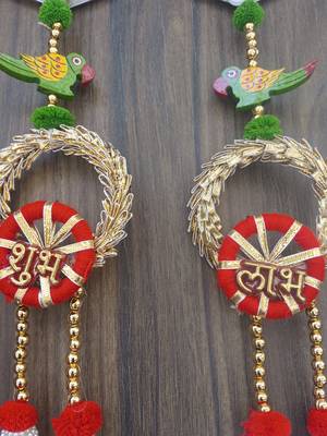 handmade shubh labh lace chudi bead toran for home decor pack of 2 5