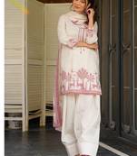off white print cotton full stitched farshi salwar