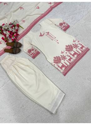 off white print cotton full stitched farshi salwar 4