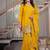 yellow embroidery satin silk    full stitched sharara plazo