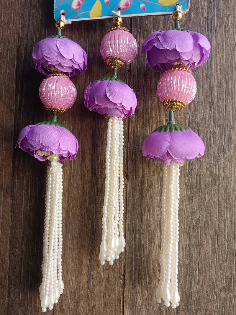 shubh labh cow design hanging with peony flowers pack of 2