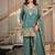 green embroidery satin silk    full stitched sharara plazo