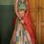 Vibrant multicolor printed French crepe silk fabric designer navratri lehenga
