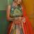 Vibrant multicolor printed French crepe silk fabric designer navratri lehenga