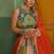 Vibrant multicolor printed French crepe silk fabric designer navratri lehenga