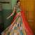 Vibrant multicolor printed French crepe silk fabric designer navratri lehenga