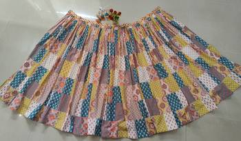Vibrant multicolor printed French crepe silk fabric designer navratri lehenga 7