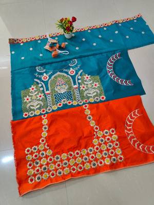 Vibrant multicolor printed French crepe silk fabric designer navratri lehenga 8