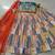 Vibrant multicolor printed French crepe silk fabric designer navratri lehenga