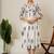 Lavender floral hand block printed cotton dress