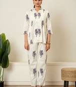 Lavender hand block printed cotton co-ord set