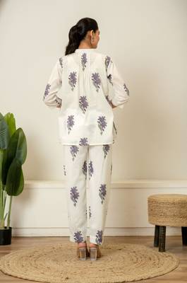 Lavender hand block printed cotton co-ord set 2