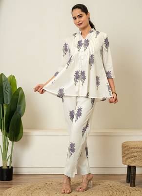 Lavender hand block printed cotton co-ord set 3
