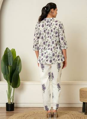 Lavender hand block printed cotton co-ord set 2