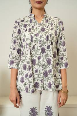 Lavender hand block printed cotton co-ord set 4