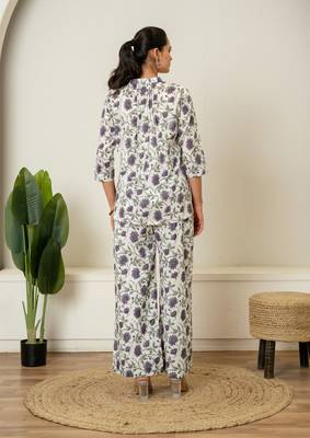 Lavender hand block printed cotton co-ord set 2