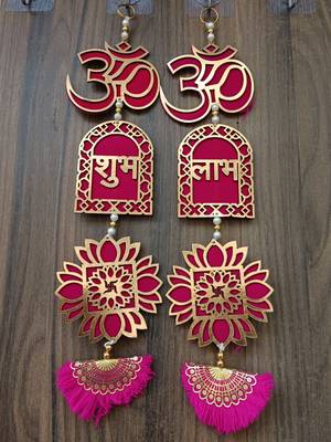 om shubh labh lotus swastik toran for home decor pack of 2 1