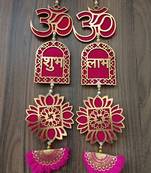 om shubh labh lotus swastik toran for home decor pack of 2