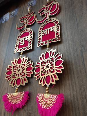 om shubh labh lotus swastik toran for home decor pack of 2 3