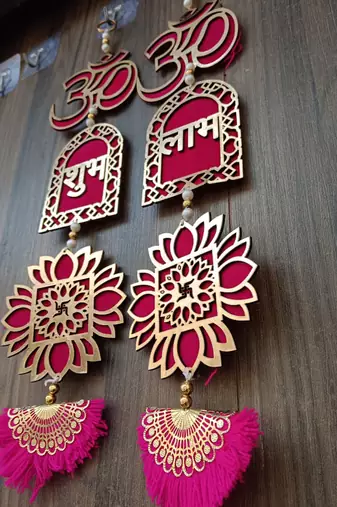 om shubh labh lotus swastik toran for home decor pack of 2