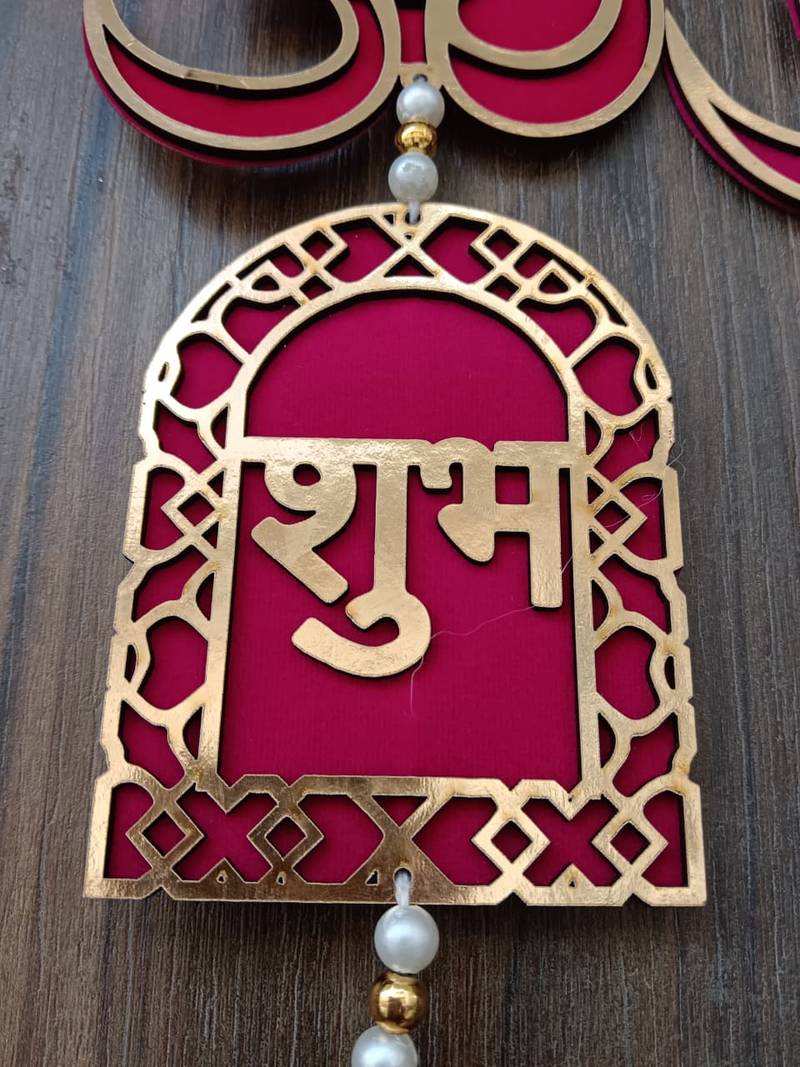 om shubh labh lotus swastik toran for home decor pack of 2