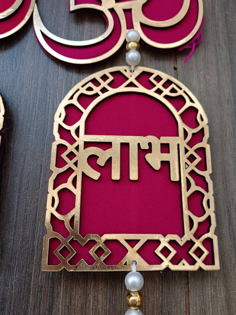 om shubh labh lotus swastik toran for home decor pack of 2