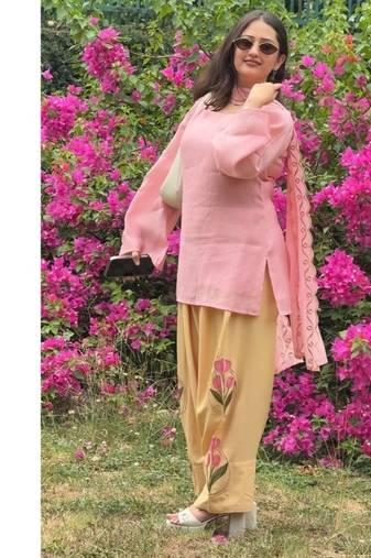 aqua blue print cotton full stitched farshi salwar