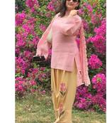aqua blue print cotton full stitched farshi salwar